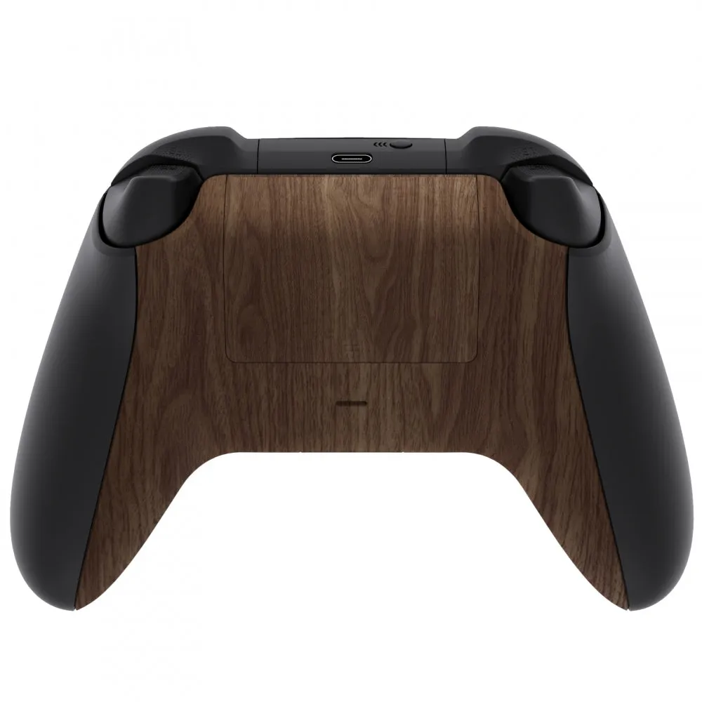 eXtremeRate Wood Grain Soft Touch Replacement Back Shell w/ Battery Cover for Xbox Series S/X Controller - Controller & Side Rails NOT Included - BX3S215