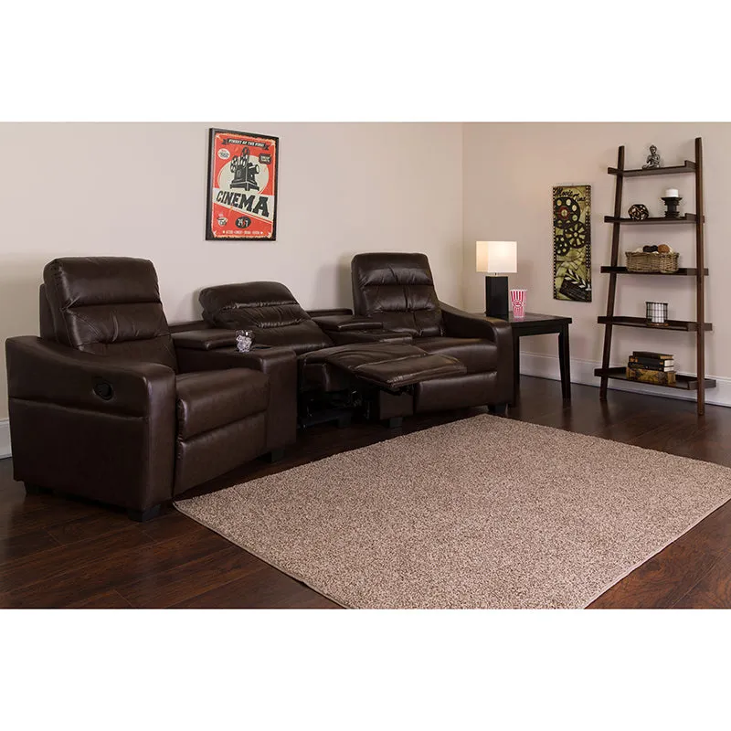 Flash Furniture Futura Series 3-Seat Reclining Brown LeatherSoft