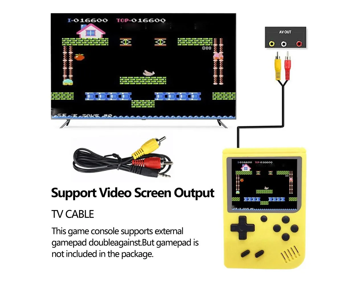 Games Handheld Game Console Retro Video Game Boy Game Toy Built-In Kids Gift Yellow