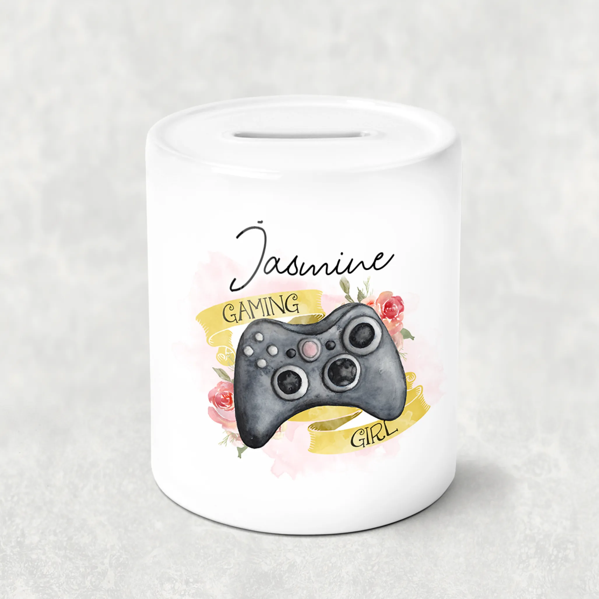 Gaming Girl Personalised Money Pot