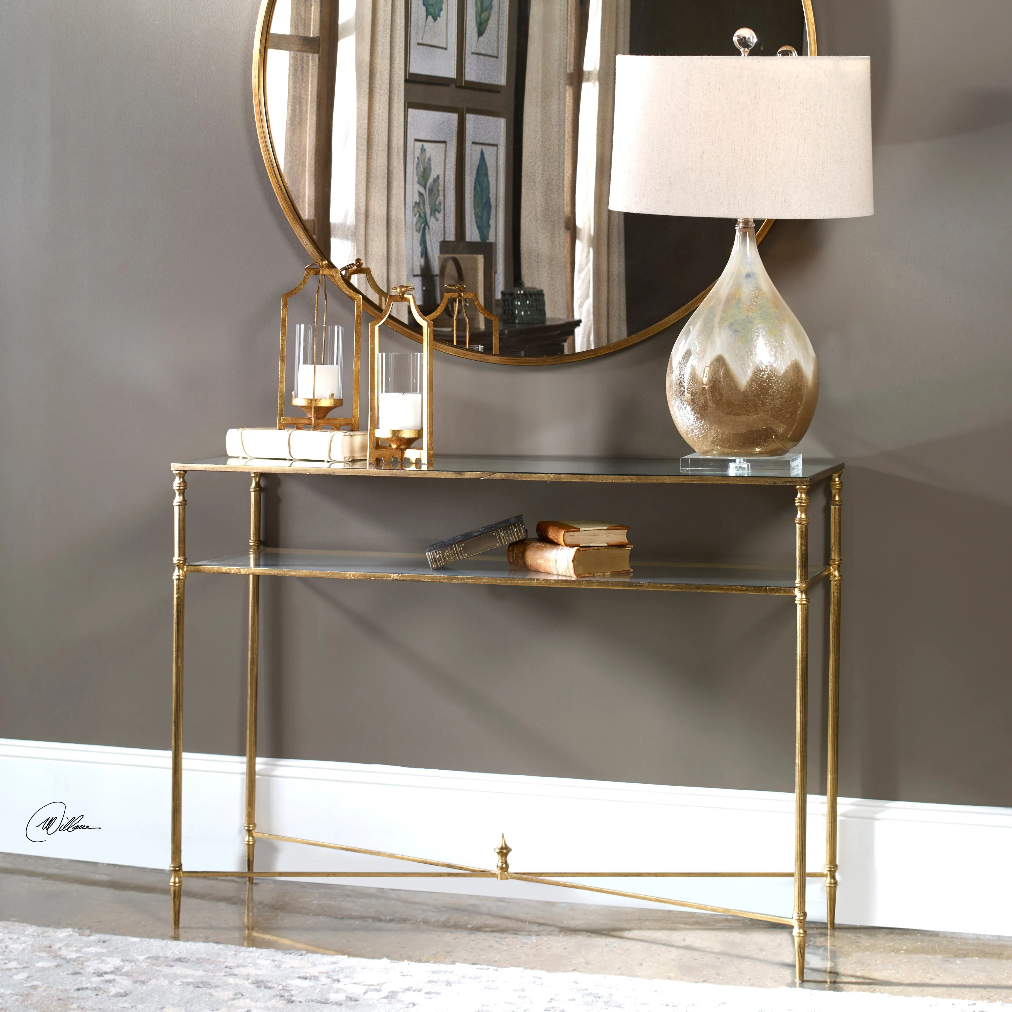 Henzler Mirrored Glass Console Table