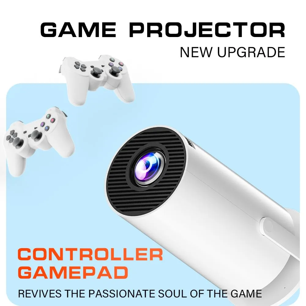 HY300 Smart Mini Projector With 2 Game Consoles, Auto Keystone Correction, 4K 1080P Support Portable Projector, 150 ANSI 2.4/5G WiFi