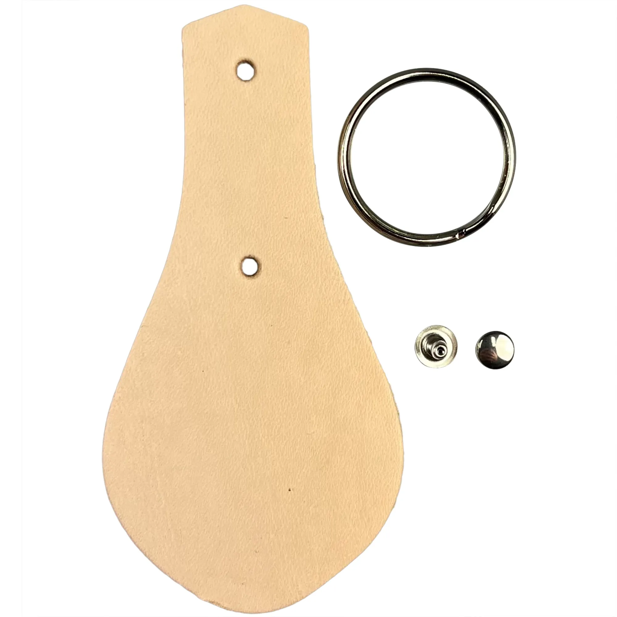 Key Fob Kit 10 Pack - Vegetable Tanned Tooling Leather with Key Ring and Rivet