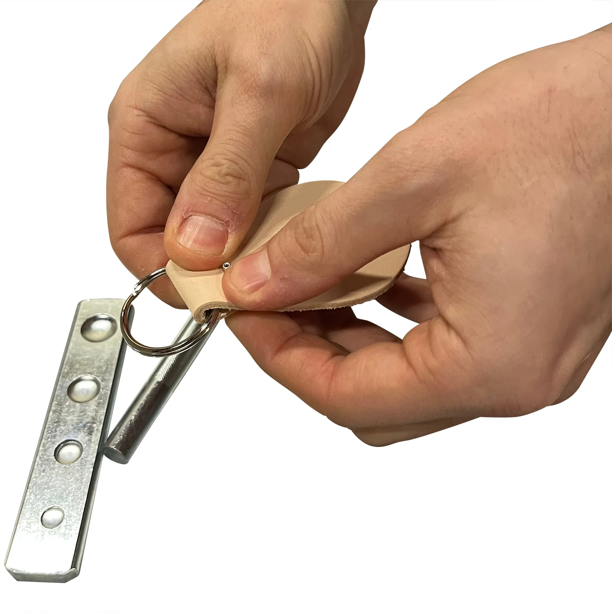 Key Fob Kit 10 Pack - Vegetable Tanned Tooling Leather with Key Ring and Rivet