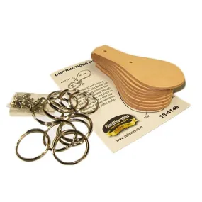 Key Fob Kit 10 Pack - Vegetable Tanned Tooling Leather with Key Ring and Rivet