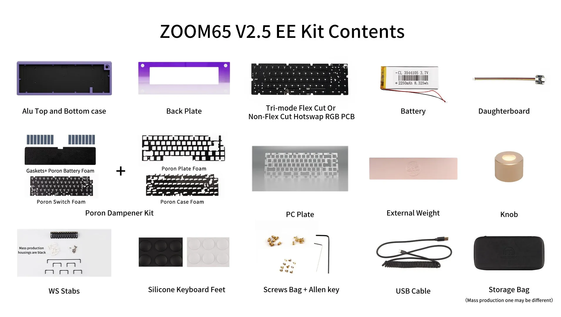 Meletrix Zoom65 V2.5 EE - Barebones Keyboard Kit - White