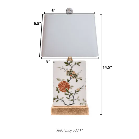 Mini Porcelain Green Flowers Table Lamp