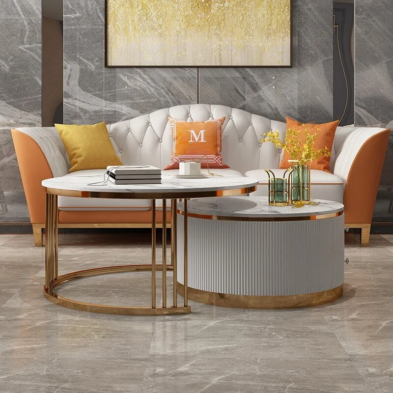 Modern Marble TV Cabinet - Small Coffee Table Combo