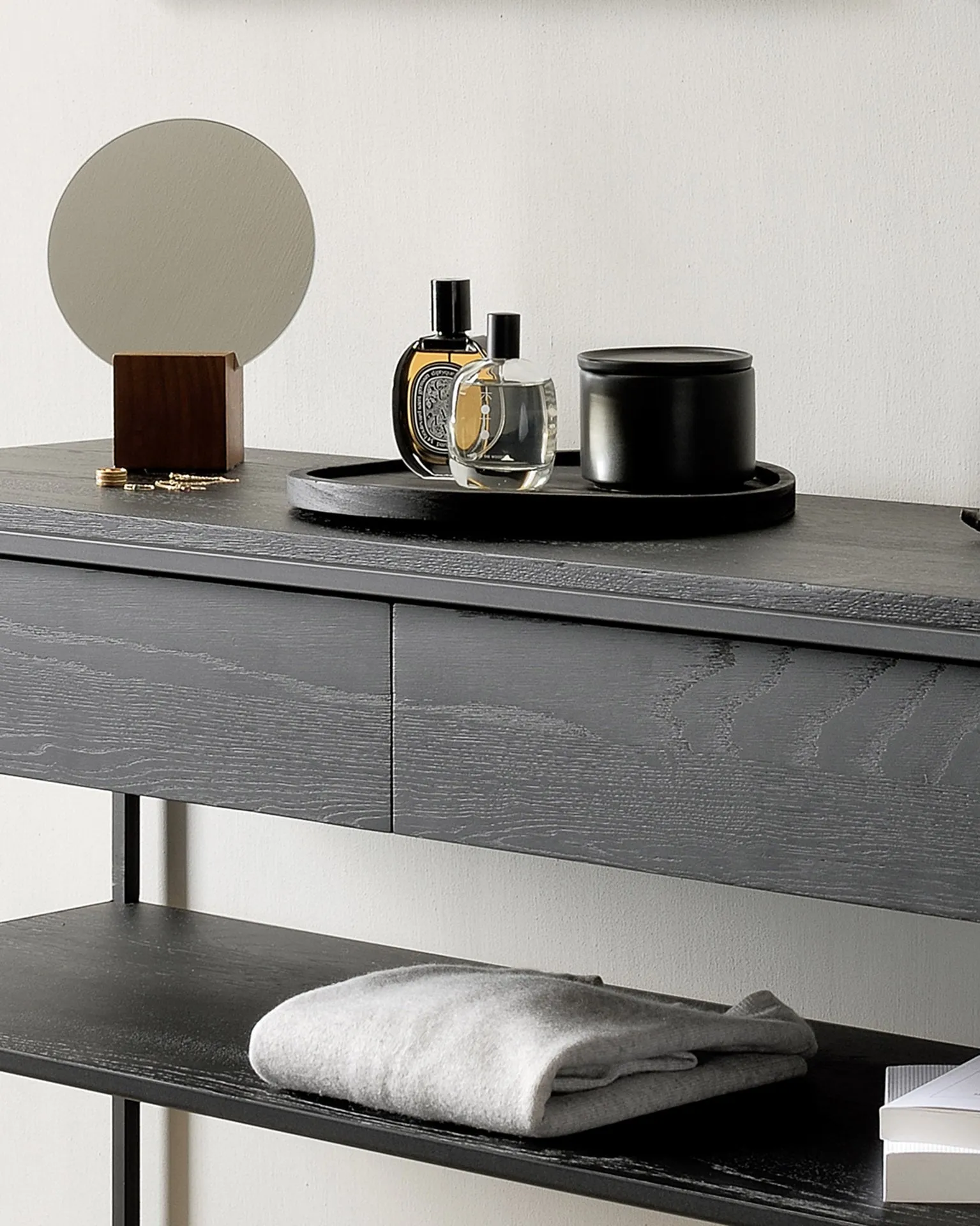 Oak Monolit Black Console - Black Metal - Varnished