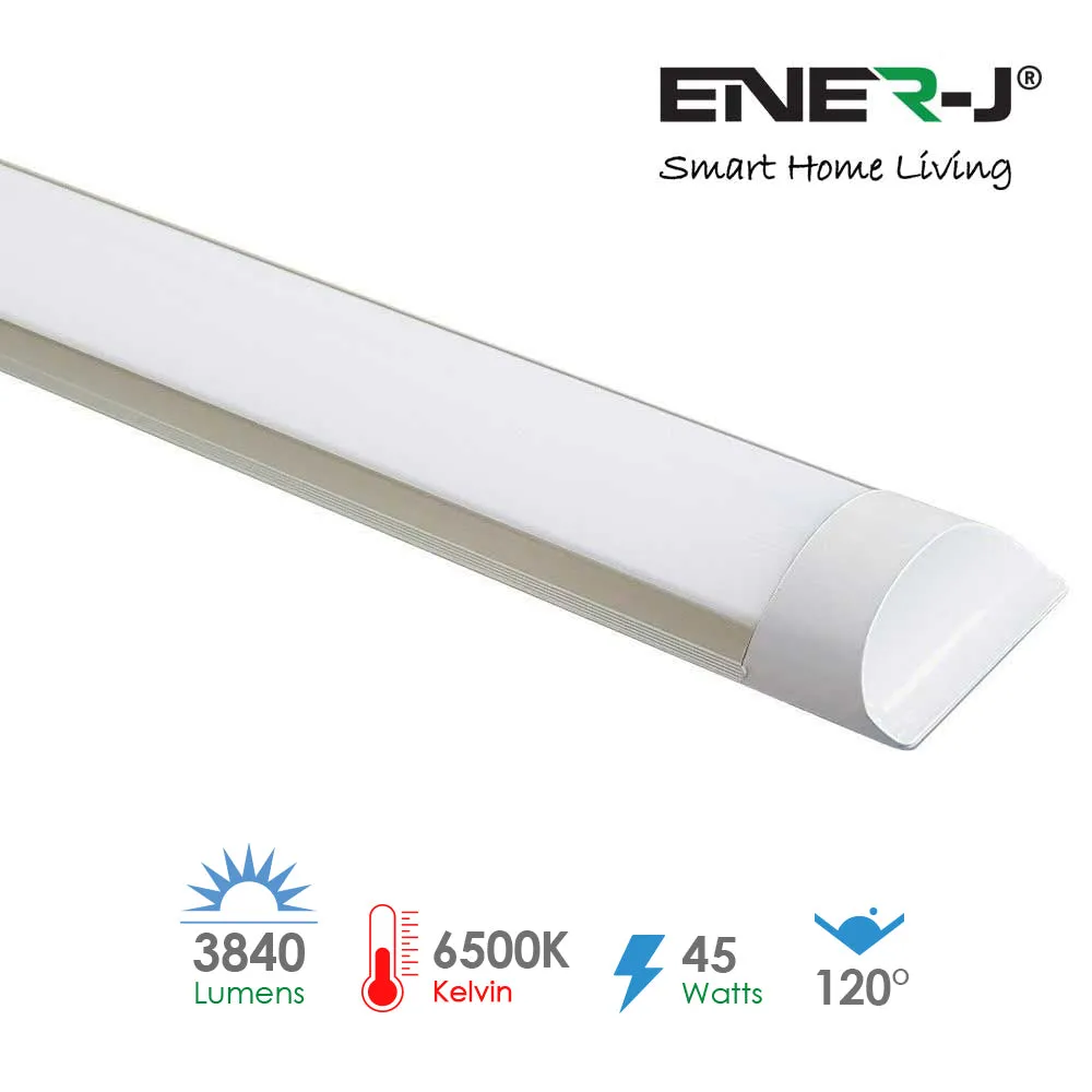 Pack of 2 LED Prismatic Batten Fitting Lights, 45W, complete fitting 1.5m, 4000 lumens, 6500K