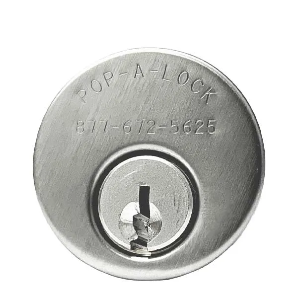 POP-A-LOCK - Branded Premium Mortise Cylinder w/ Phone Number  - 1" - 26D - Satin Chrome - (SC1)