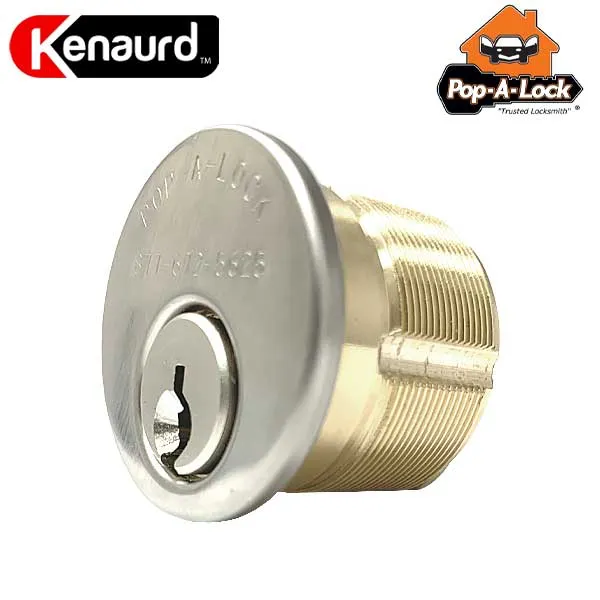 POP-A-LOCK - Branded Premium Mortise Cylinder w/ Phone Number  - 1" - 26D - Satin Chrome - (SC1)