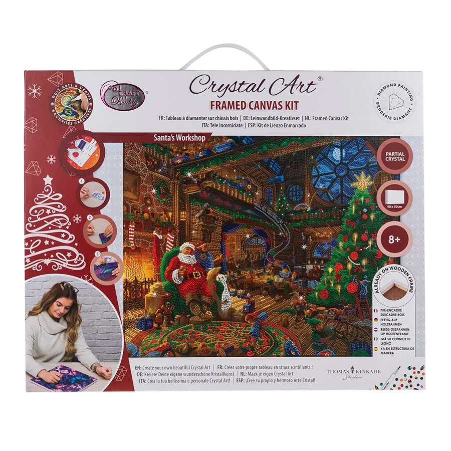 "Santa’s Workshop" by Thomas Kinkade Crystal Art Kit 40x50cm