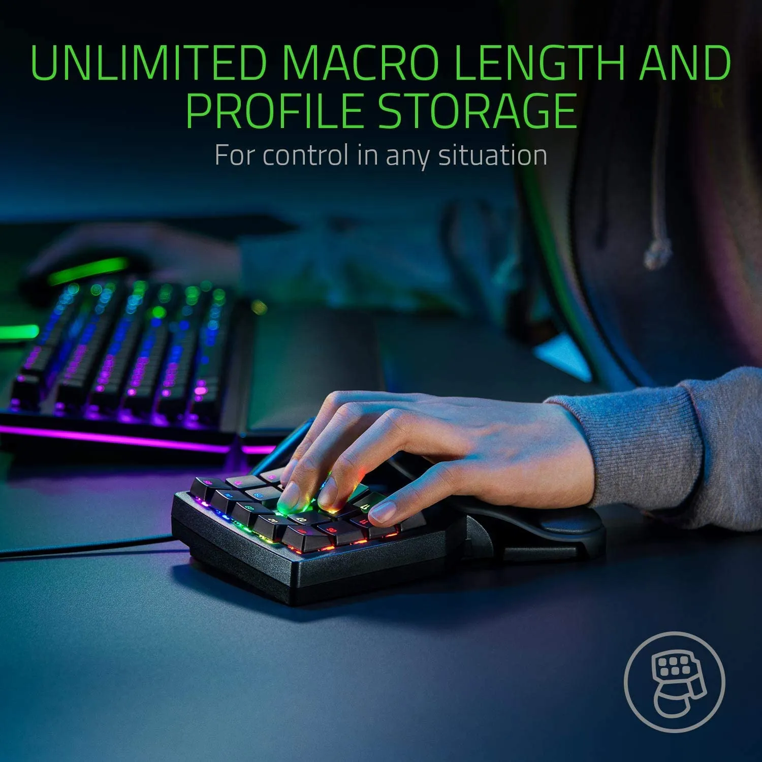 Razer Keyboard Tartarus Pro Gaming Keypad: Analog-Optical Key Switches - 32 Programmable Keys - Customizable Chroma RGB Lighting - Programmable Macros - Variable Key Press Pressure Sensitivity - Classic Black