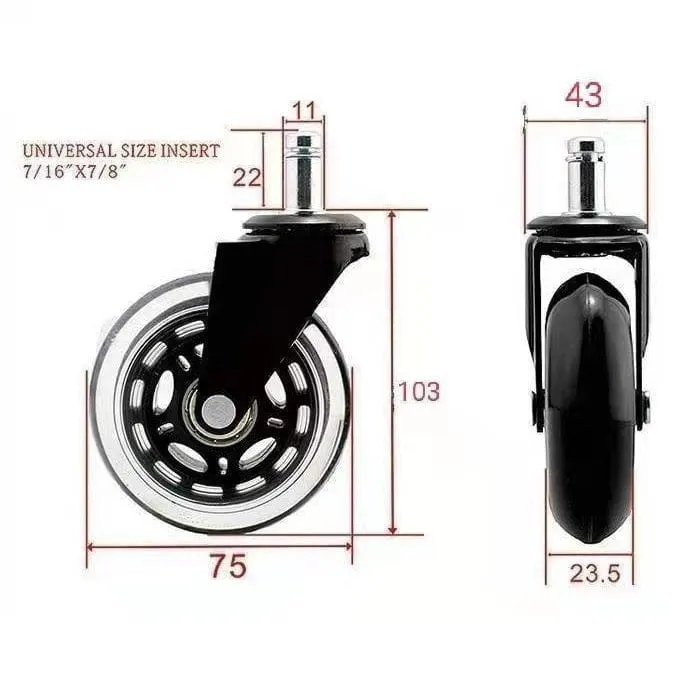 Rubber Casters for Dayton Stool