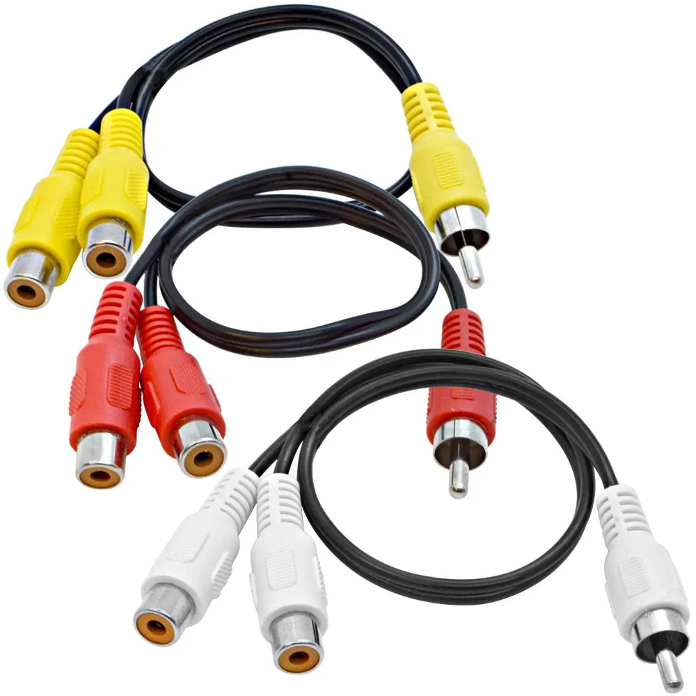 SA-Y35 - 1 Foot 3 RCA Male to 6 RCA Female Jack AV Splitter Adapter Cable