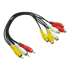 SA-Y35 - 1 Foot 3 RCA Male to 6 RCA Female Jack AV Splitter Adapter Cable