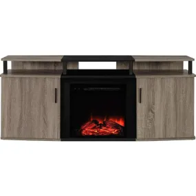 Sonoma Oak - Black Electric Fireplace TV Stand - Accommodates up to 70-inch TV