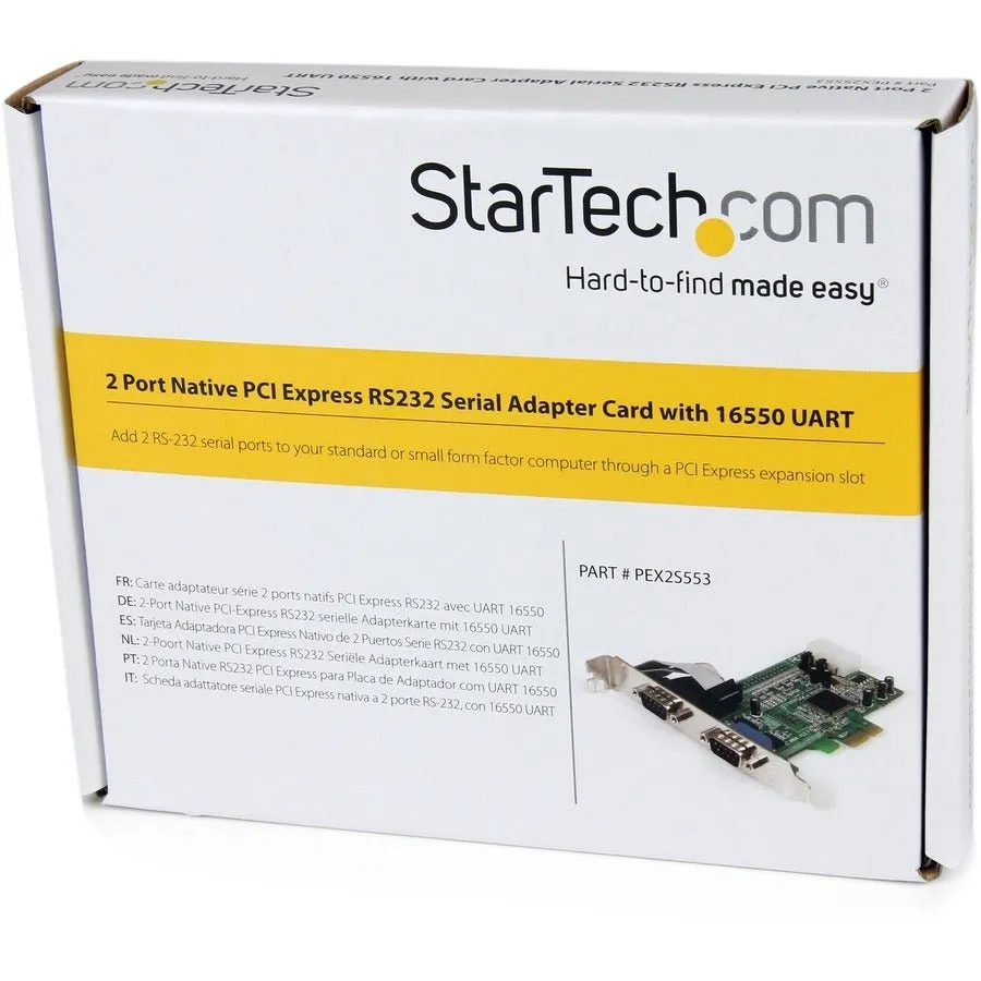 StarTech 2 Port PCI Express RS232 Serial Adapter Card