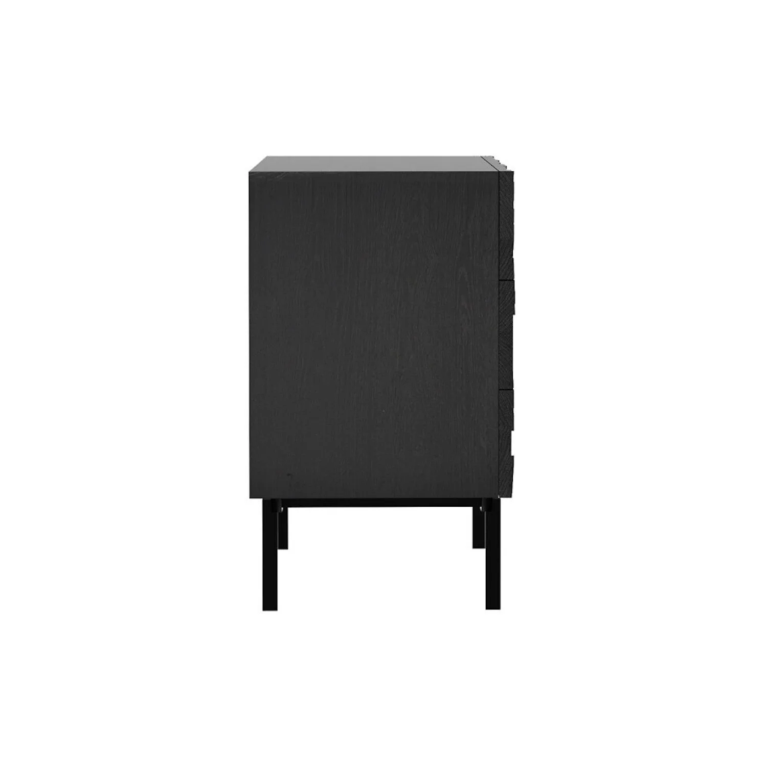 Teak Graphic Black Chest of Drawers - Varnished