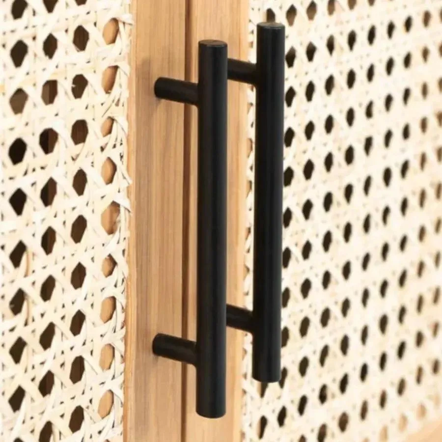 TEAK WOOD & RATTAN TV UNIT NATURAL