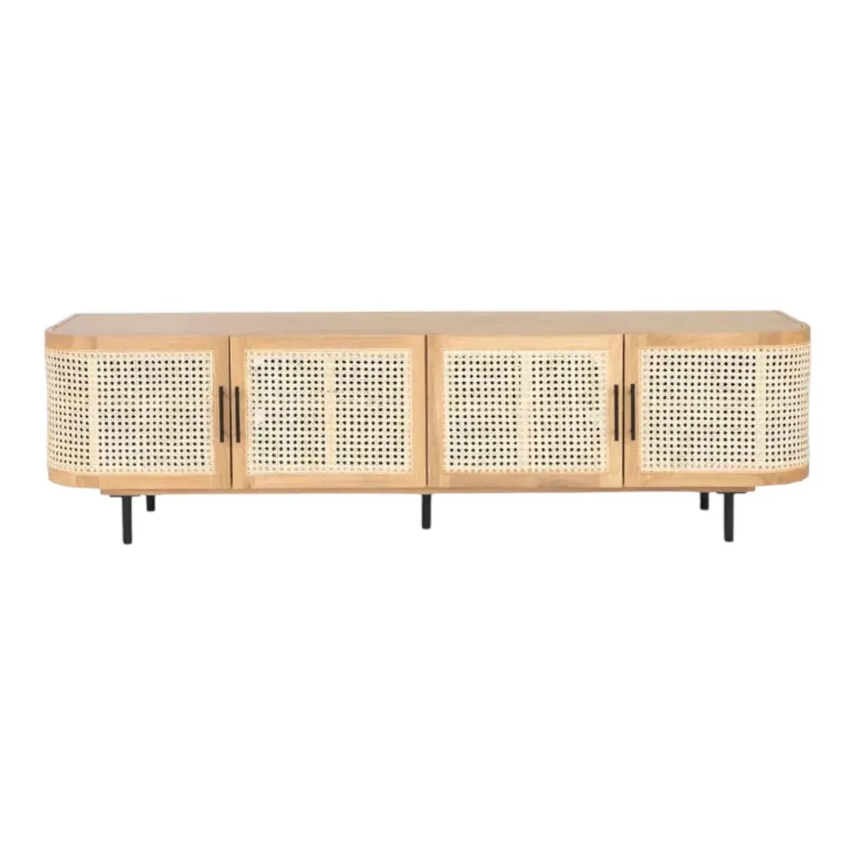 TEAK WOOD & RATTAN TV UNIT NATURAL