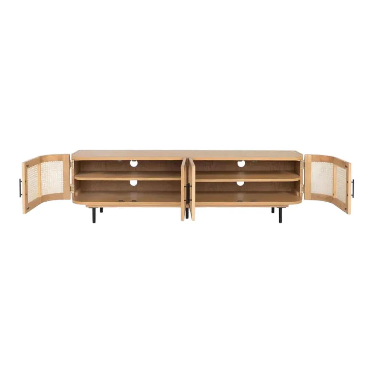 TEAK WOOD & RATTAN TV UNIT NATURAL