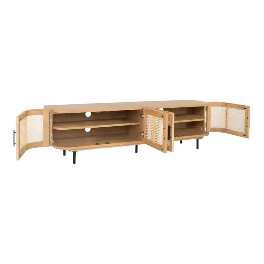 TEAK WOOD & RATTAN TV UNIT NATURAL