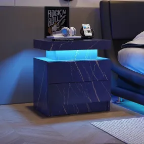 The Gate LED Nightstand with 2 Drawers - Blue Gold