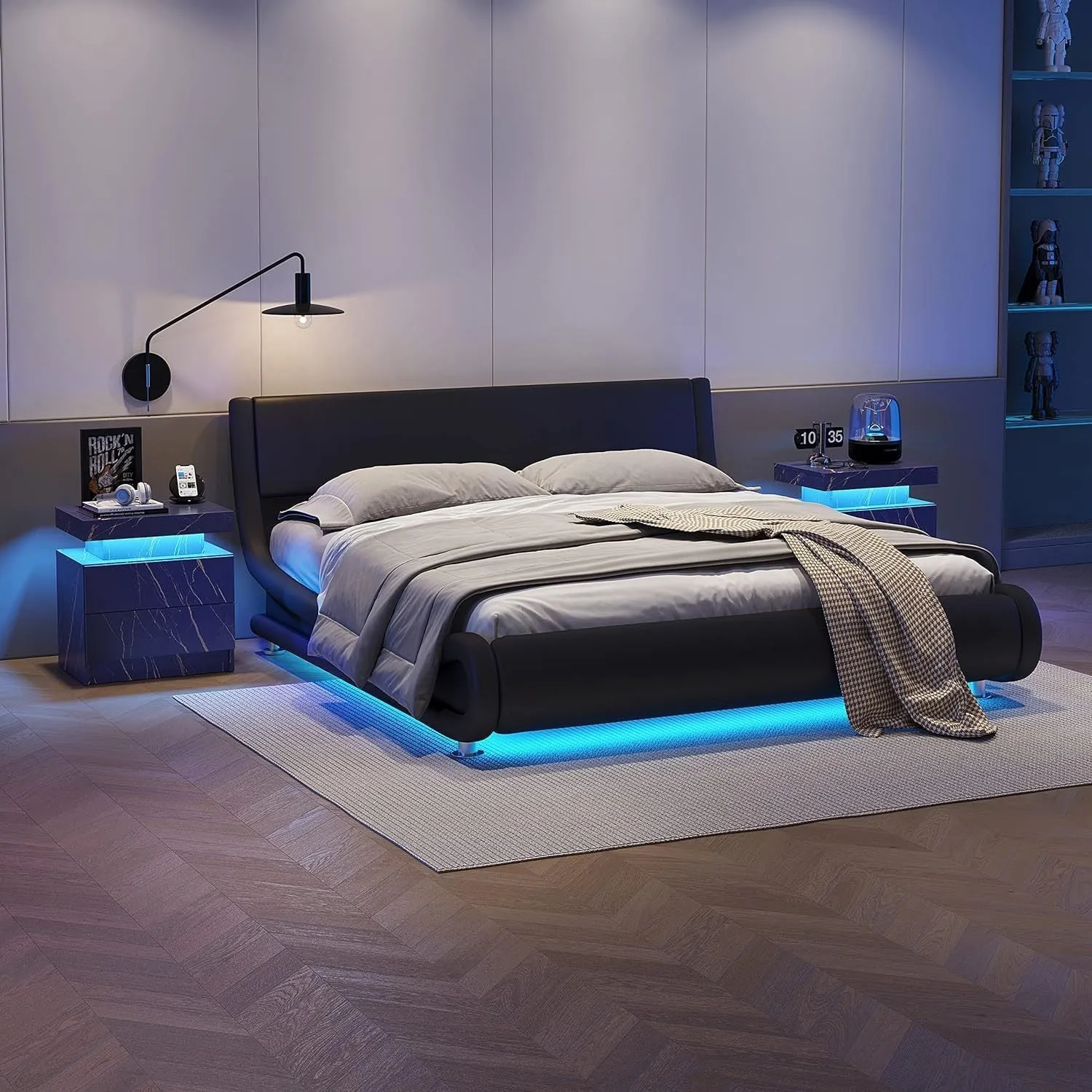 The Gate LED Nightstand with 2 Drawers - Blue Gold