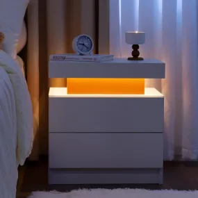 The Gate LED Nightstand with 2 Drawers - Pink White