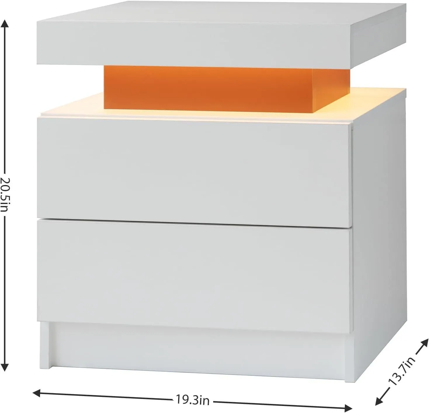 The Gate LED Nightstand with 2 Drawers - Pink White