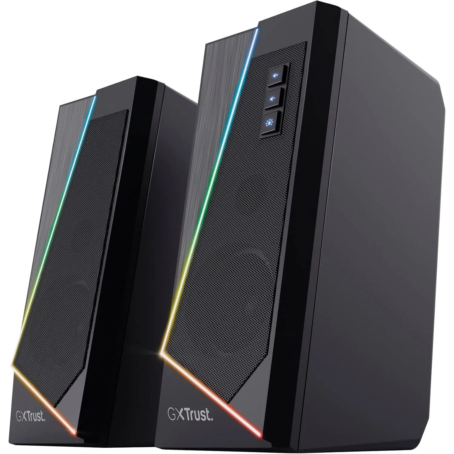 Trust Gaming GXT 609 Zoxa 2.0 PC Speakers, 12W, RGB Lighting, USB Powered, 3.5mm AUX, Volume Control, Stereo Speakers for Desktop & Laptop - Black