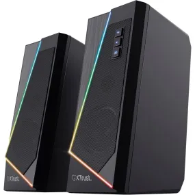 Trust Gaming GXT 609 Zoxa 2.0 PC Speakers, 12W, RGB Lighting, USB Powered, 3.5mm AUX, Volume Control, Stereo Speakers for Desktop & Laptop - Black