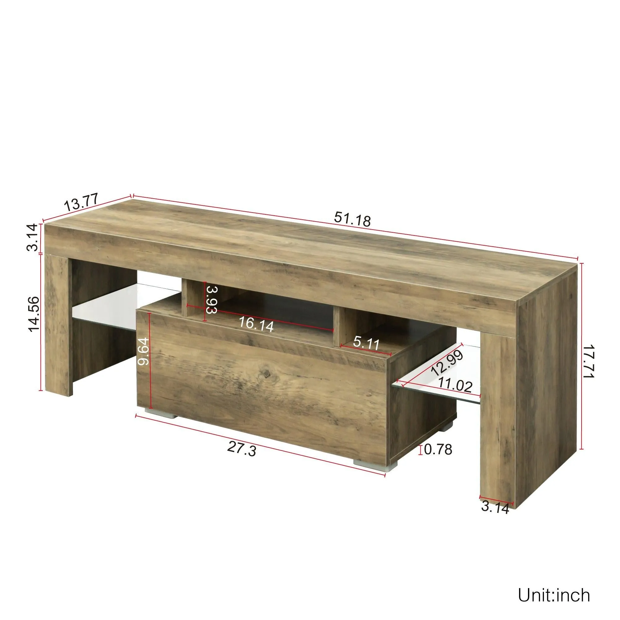 TV Stand with LED RGB Lights,Flat Screen TV Cabinet, Gaming Consoles - in Lounge Room, Living Room,WOOD