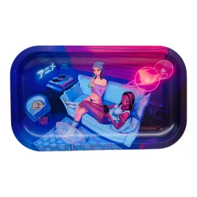 V Syndicate Metal Rolling Tray Medium Girl Friends Smoking And Gaming