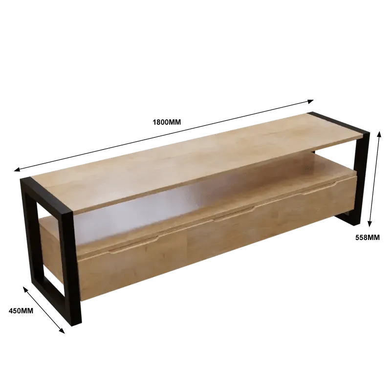 Walton TV Unit With Storage Space & Drawers in Large Size in Wooden Texture
