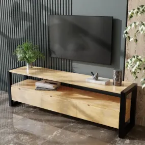 Walton TV Unit With Storage Space & Drawers in Large Size in Wooden Texture