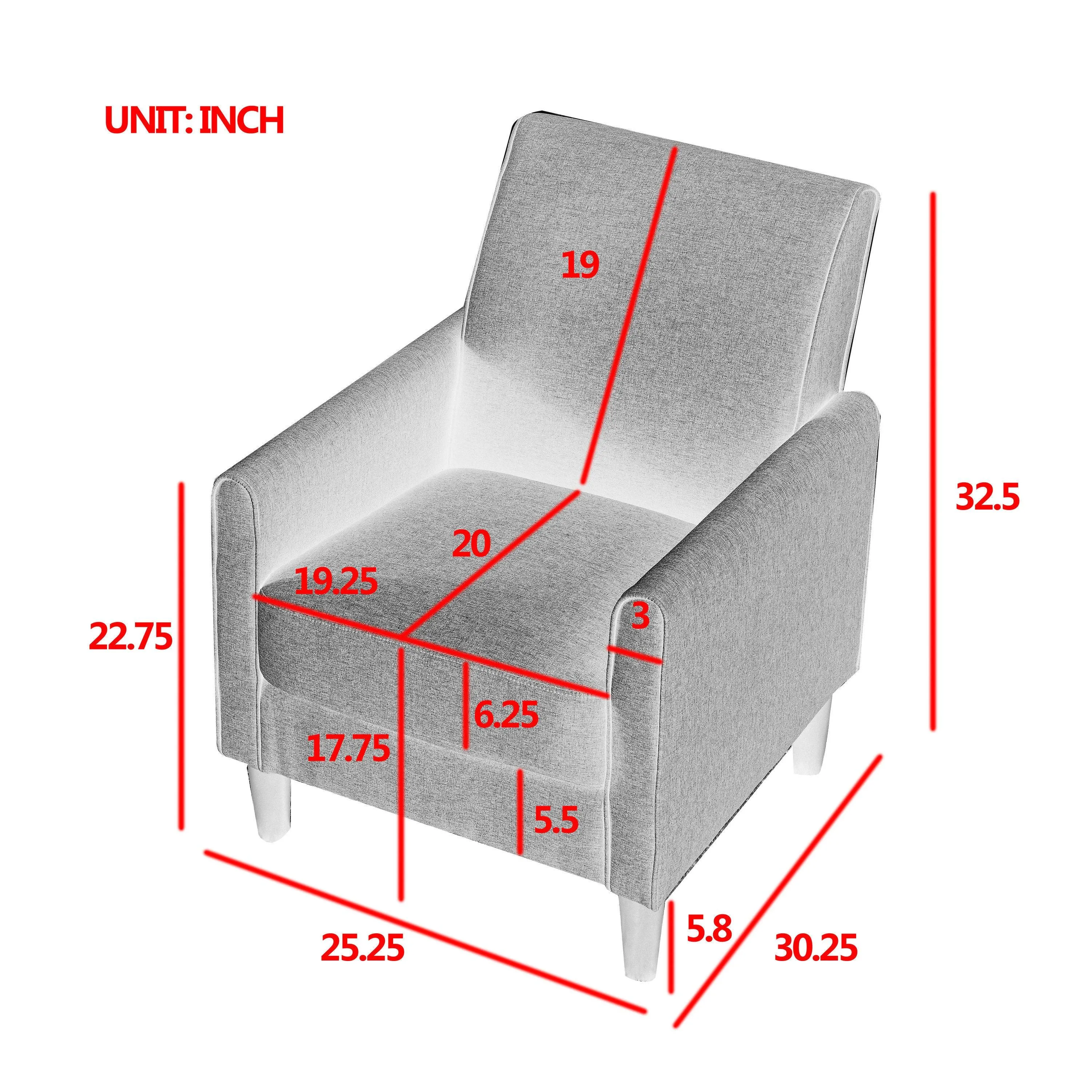 WIIS' IDEA Modern Armchair Sofa With Comfy For Living Room - Yellow